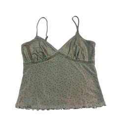 XS/small Flower Rose Spaghetti String Cami Top Pink & Green