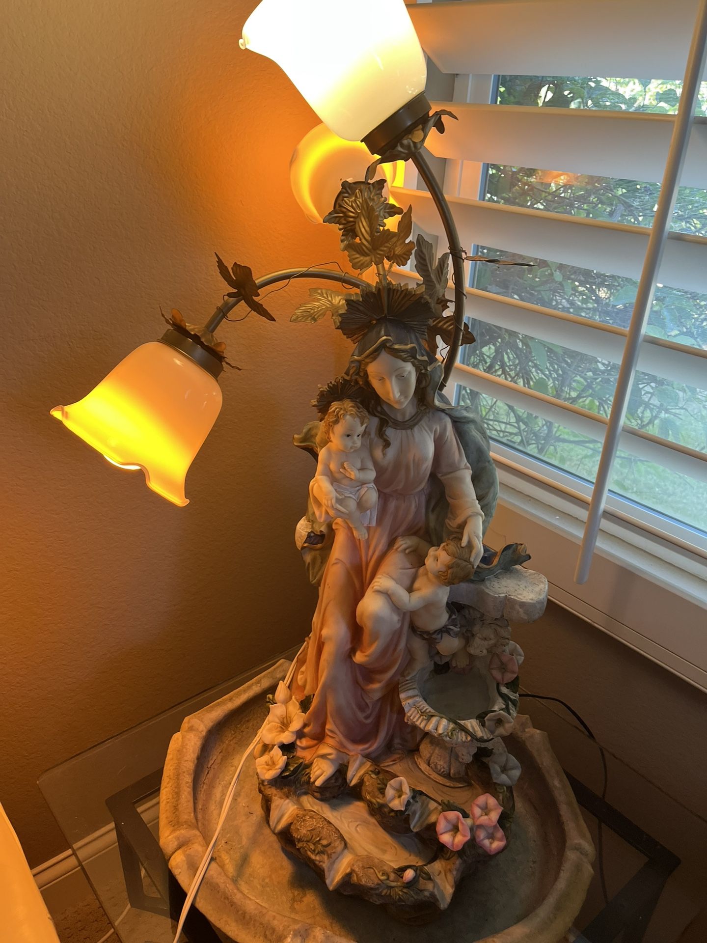 Virgin Mary Fountain With Lights
