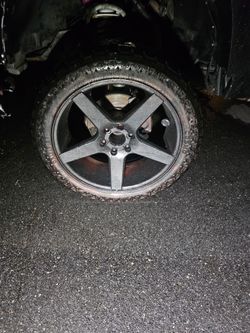 22-in custom rims 6x5.5 lug with practically brand new 22 inch all terrain tires