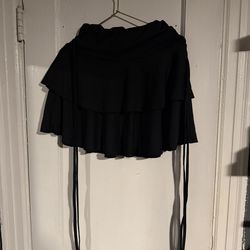 Small Black Tie Up Flare Skirt
