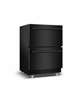 23.42 in. 250 Plus Cans Dual Zone Beverage Refrigerator 2-Drawer Built-in Beverage Cooler in Black