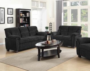 2PC LIVING ROOM SET: SOFA AND LOVE SEAT--GRAPHITE