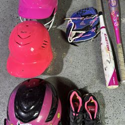 Softball Bundle - Helmet, Bat, Glove, Cleats 