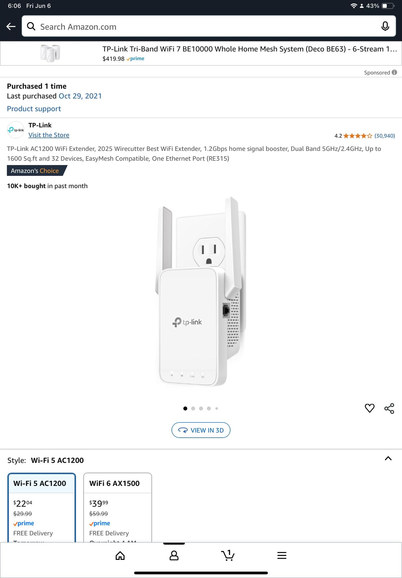 Mesh Wi-Fi Extender $10