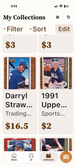 Baseball trading cards