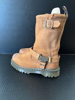 Dr. Martens Aniston HI Tumble Nubuck Biker Boots Desert Brown
