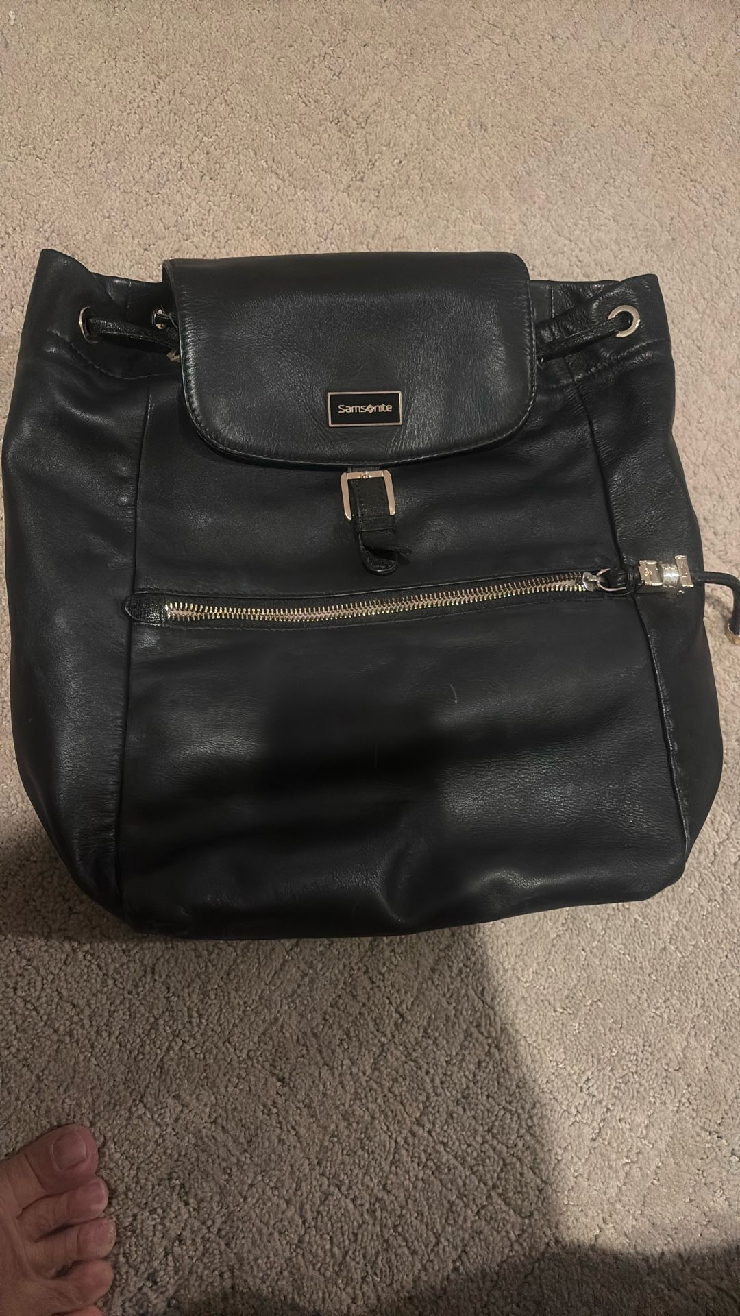 Samsonite Black Leather Travel Backpack