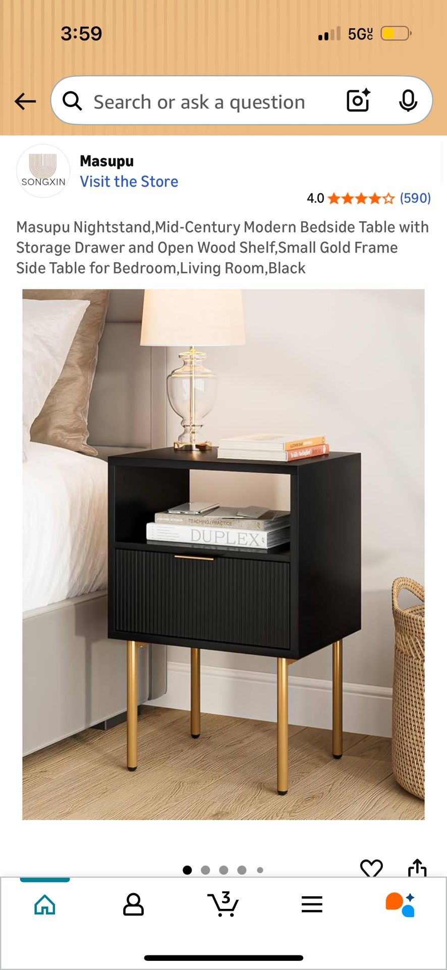 Cute Modern Black Night Stand Or End Table