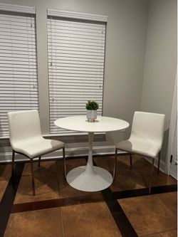 35.5” round dining table with 2 chairs