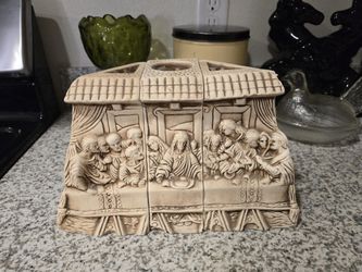 3pc Reversible Candle Last Supper Angels Hand Made Mexico 