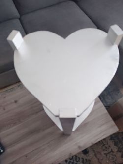 Unique Silver Heart Accent Table / Nightstand