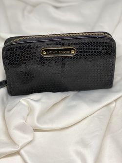 BETSY JOHNSON Black Sequins Wallet