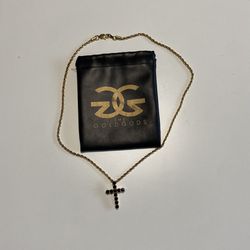 Gold Gods Chain With Onyx Cross 18k Plated