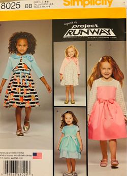 Simplicity 8025 Girls Dress with Bolero Pattern Size 4-8 New Uncut