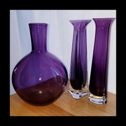 Dark Amethyst Purple Glass Vases