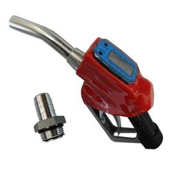 Red 1" NPT Automatic Fuel Nozzle with Digital Flow Meter Auto Shut-Off Fuel Nozzle High Flow Car Fuel Filling