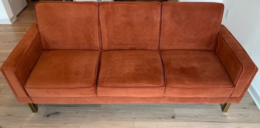 Albany Park Rust Orange Couch + Sofa Bed Gold Legs 85"