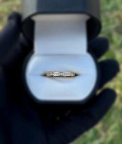 Jewelry 14k solid yellow gold 0.40CTW CZ stones ring sz 9.5