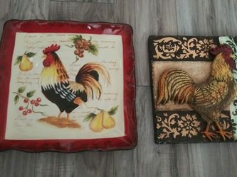Rooster Design Plate And Wall Paint