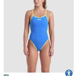 SOLID REVERSIBLE CHALLENGE BACK  Intensive swimming High-cut leg Challenge back 2 colors available/ Color: BLUE RIVER-BRIGHT CORAL-ARTIC LIME