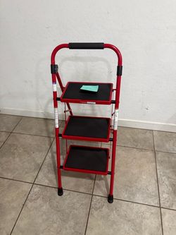 3-Step Folding Step Ladder Red - L62