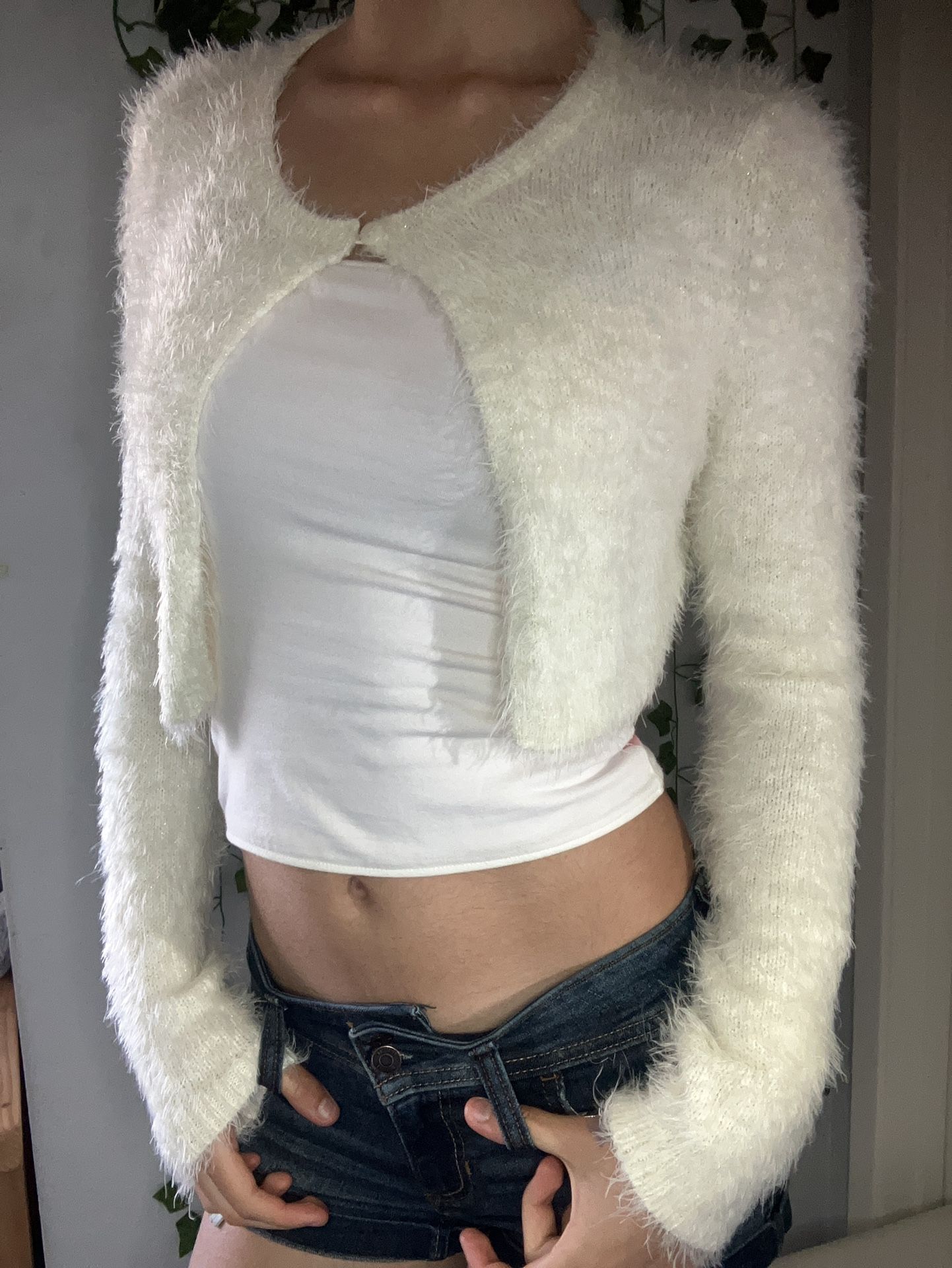 Fluffy cream cardigan