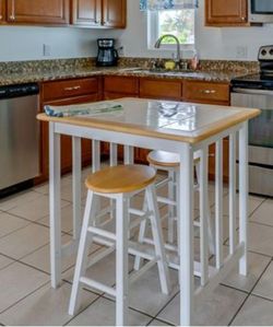 Wood Breakfast Set 2 Chairs