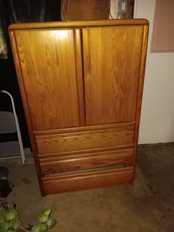 Oak Wood Entertainment Cabinet 37.5"x19"x61" - Free