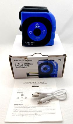 Sharper Image 2-in-1 Digital Laser Tape Measure LCD Rechargeable NEW 206987