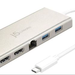 j5create USB-C Dual HDMI Mini Dock – Ultra-Sleek Gold Hub with 4K Support for Enhanced Multitasking