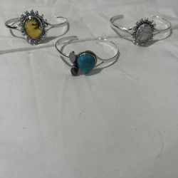 Silver Bracelet With A Natural Stone 