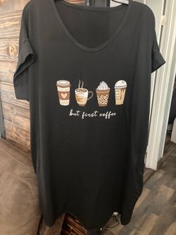 But First Coffee Graphic night dress 2XL