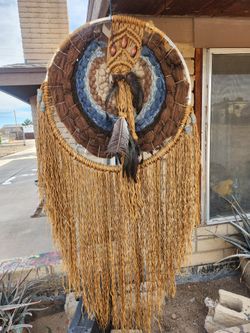 Huge handmade bohemian-style dream catcher wall hanging