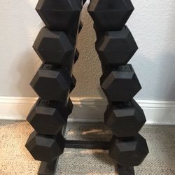 Brand New, Sealed! 5-25 Lb Dumbbell Workout Weight Set + Rack