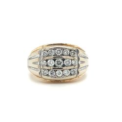 10kt Gold Mens Diamond Ring 3 Rows Of Diamonds 11.80grams Size 11 168288 1