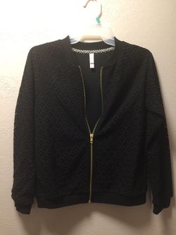 Girls Black Eyelet jacket, sz L (12/14)