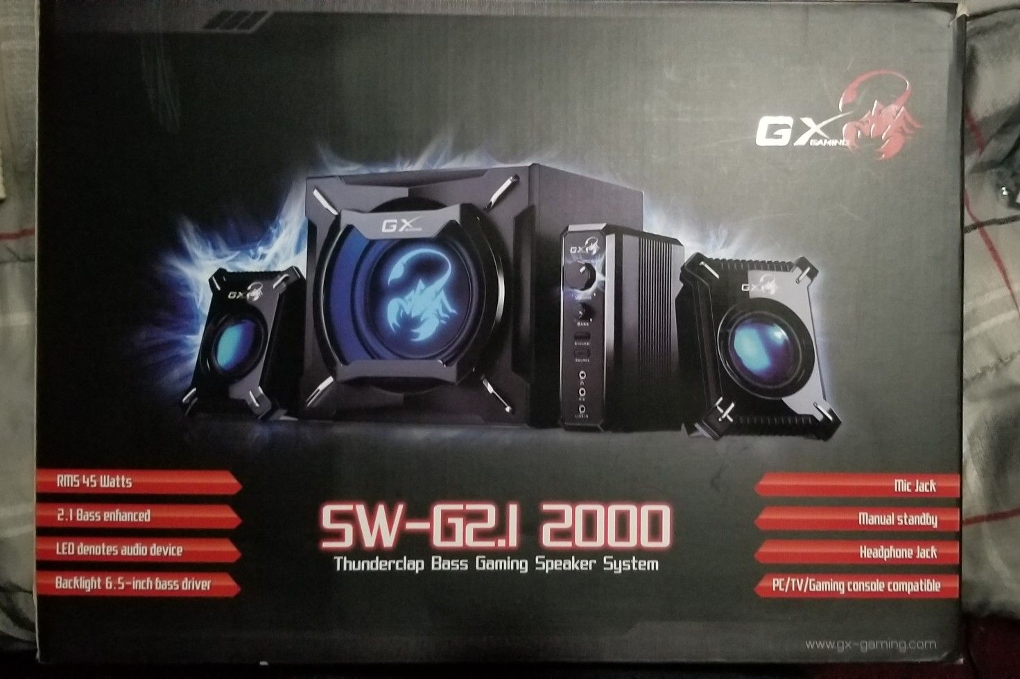 Genius SW-G2.1 2000 2.1 Channel 45 Watts RMS Gaming Woofer Speaker System