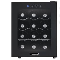 Magic Chef 12-Bottle Single-Zone Wine Cooler in Black- Doesn’t Include Chrome Shelves