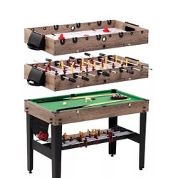 Air Powered Hockey Table 3-in-1 Arcade Combo Foosball Billiard Pool Game 48-inch