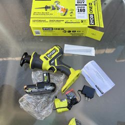 Ryobi 18v One+ Cordless One Handed Reciprocating Saw w/ 2.0ah Battery/ NEW