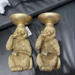Gold Monkey Candle Holder 