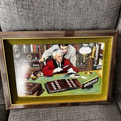 “The Collector” Norman Rockwell 70’s Limited Edition Franklin Mint Lithograph Print On Canvas Framed