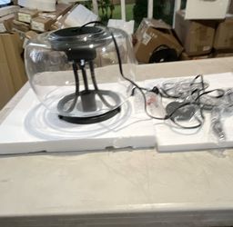 Clear Glass Globe Pendant Lamp Black Metal Fixture Corded Wall Switch Control