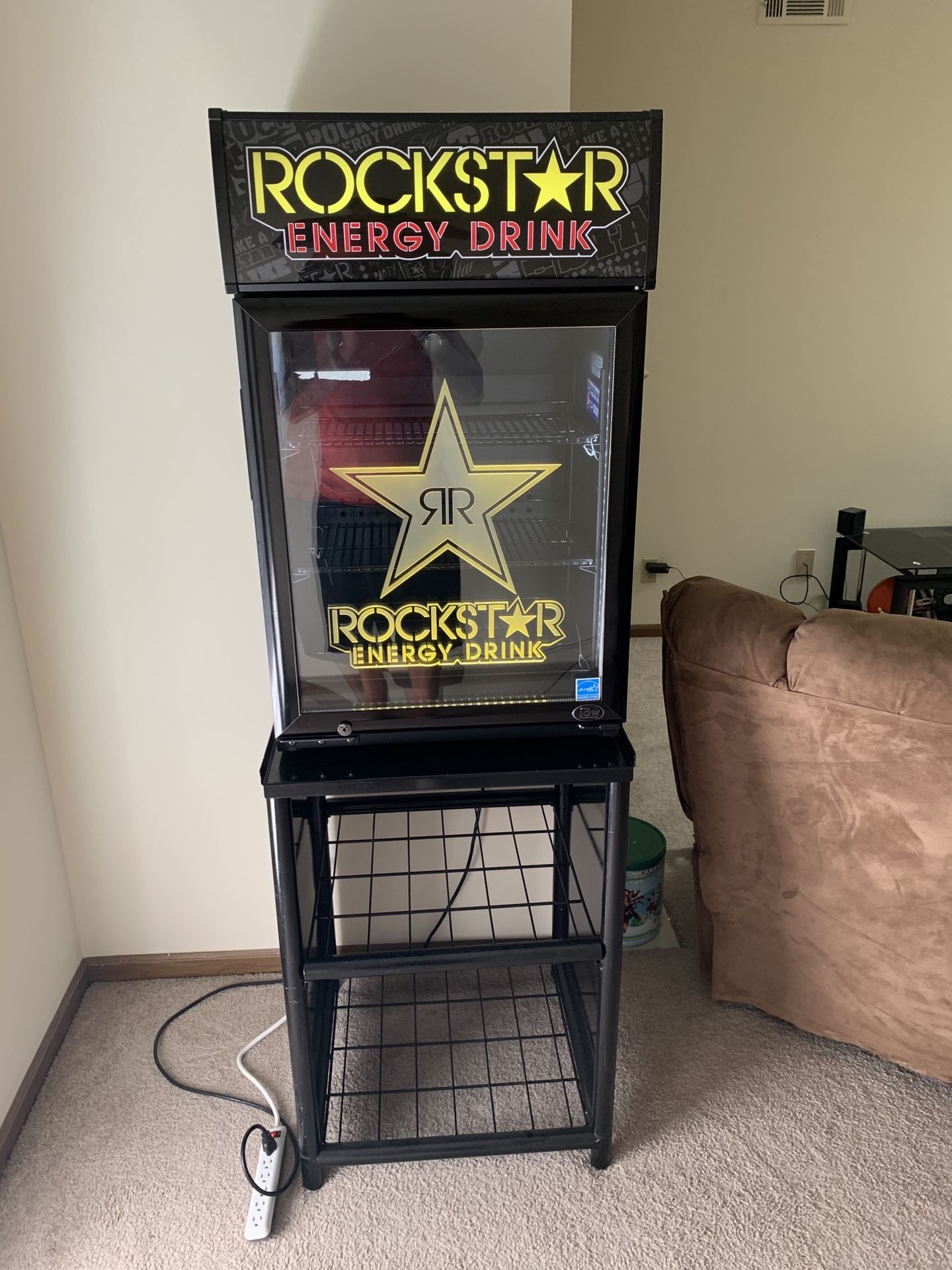 Rockstar Mini Fridge with stand