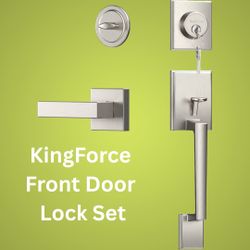 KingForce Front Door Lock Set: Exterior Door Lock with Handle, featuring a single cylinder deadbolt