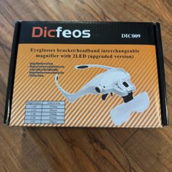 Dicfeos Head Mounted Eyeglass Magnifier DIC 009 Interchangeable 5 Lenses NEW