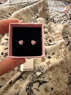 Pandora Pink Heart Earrings