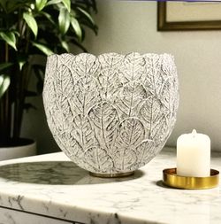 Textured Concrete Leaf Decorative  Vase / Planter