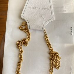 Sterling Forever  Gold Plated short chain   neckles christmas gift msrp $66