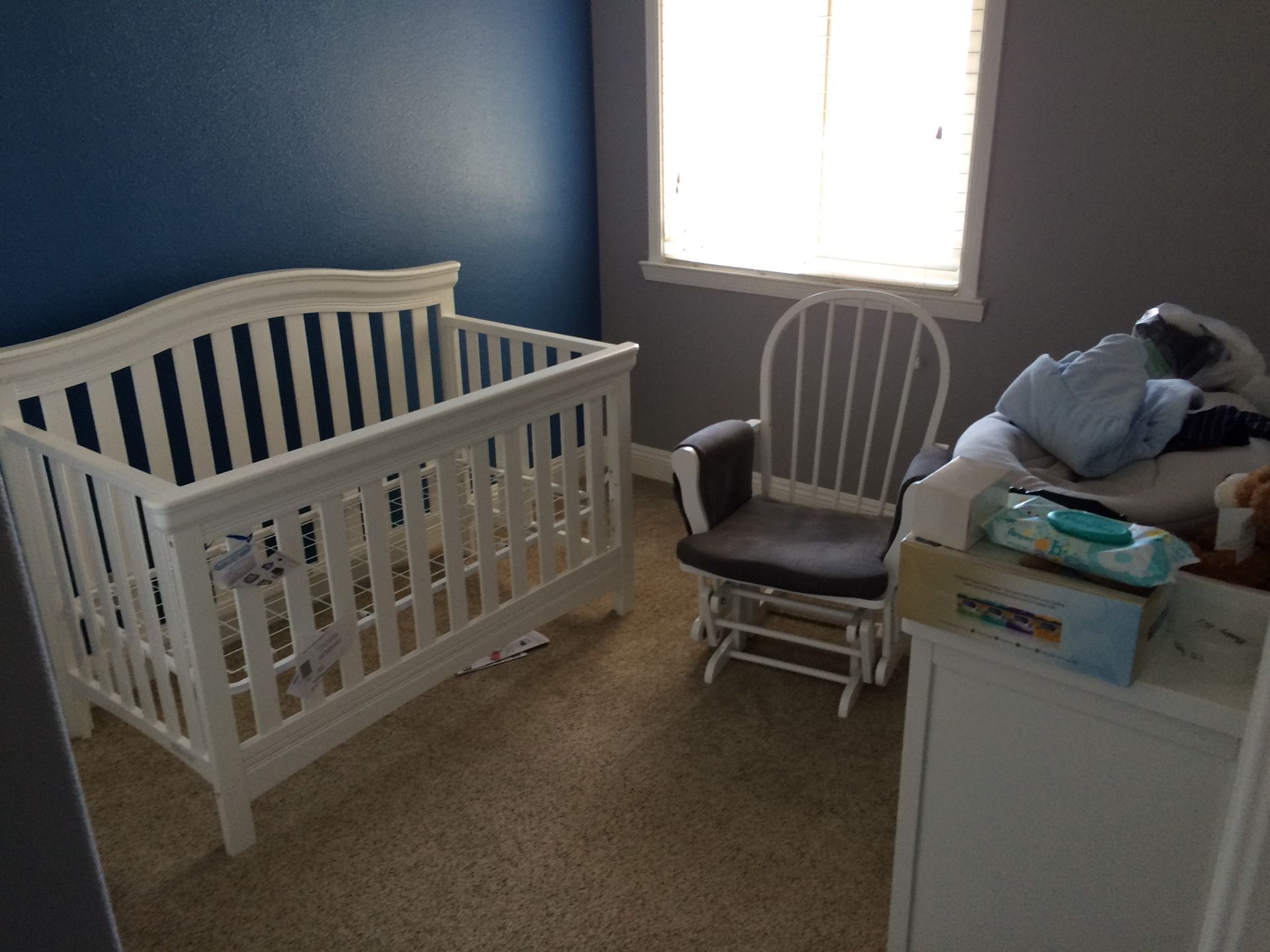 Crib dresser chair and mattress set by delta